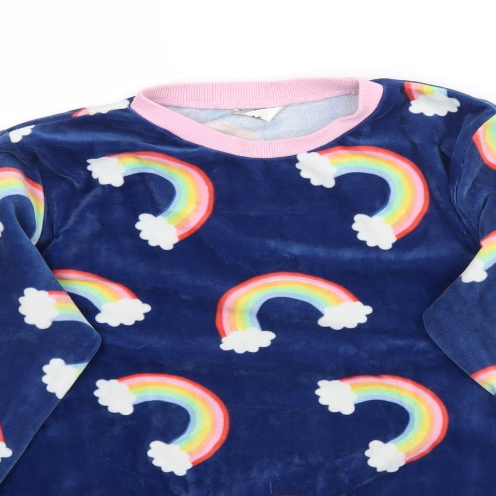 M&Co Girls Multicoloured Solid  Top Pyjama Top Size 11-12 Years  - Rainbows