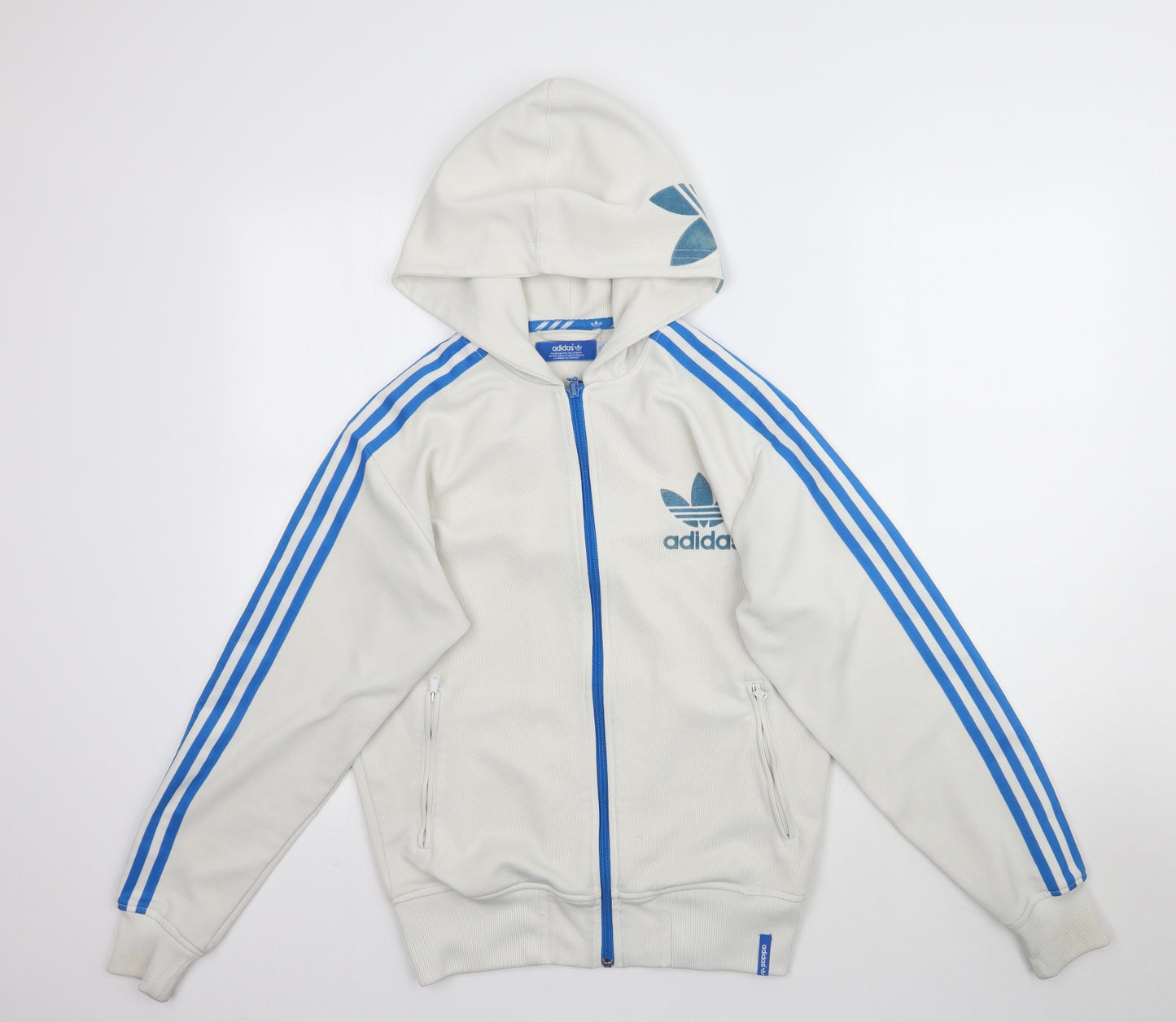 adidas Mens White   Full Zip Hoodie Size S