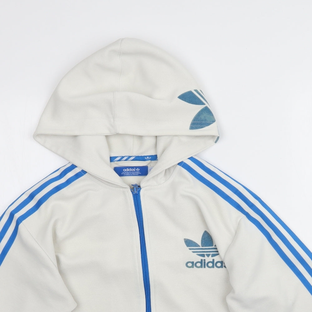 adidas Mens White   Full Zip Hoodie Size S