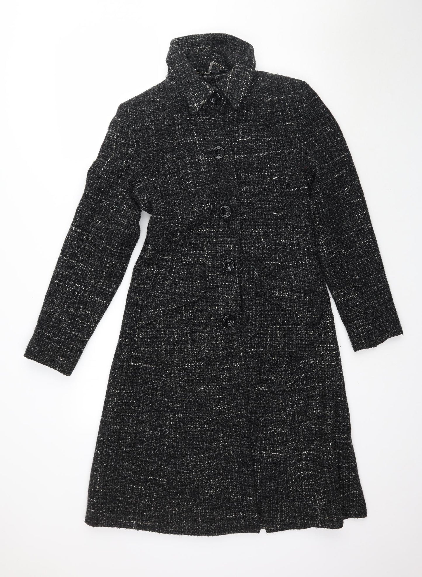 Preworn Womens Black   Trench Coat Coat Size M