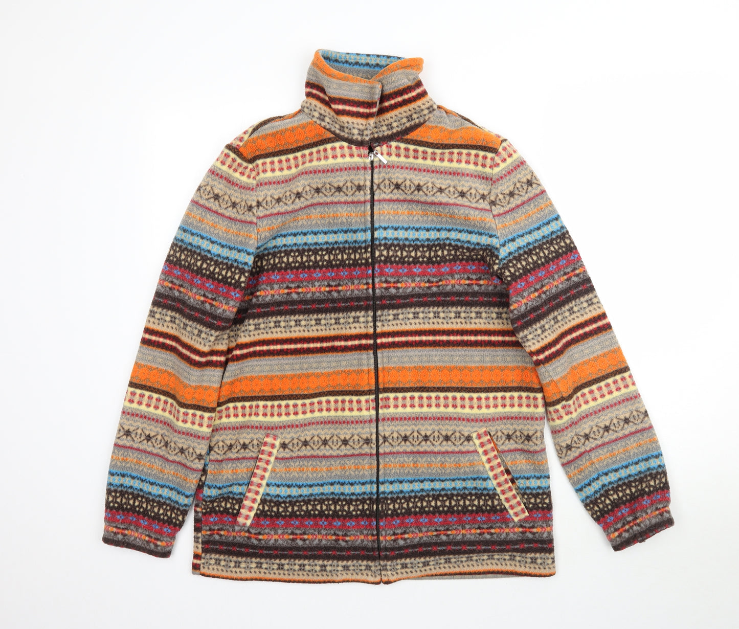 Julipa Womens Multicoloured Fair Isle Fleece Full Zip Sweatshirt Size 12