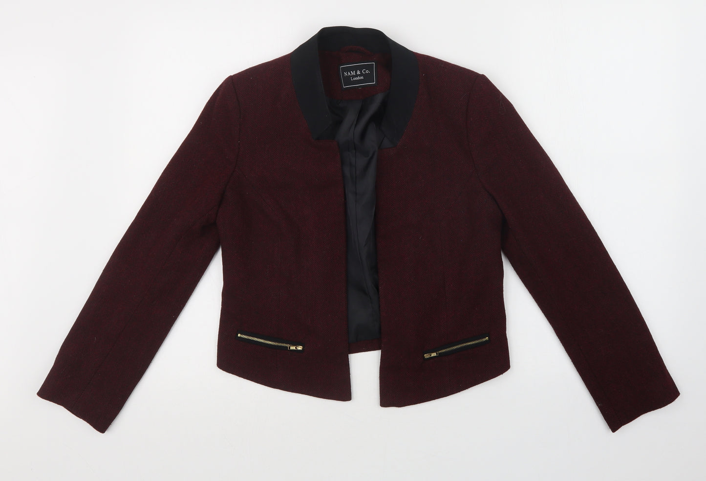 Nam & Co. Womens Red Chevron  Jacket Blazer Size 10
