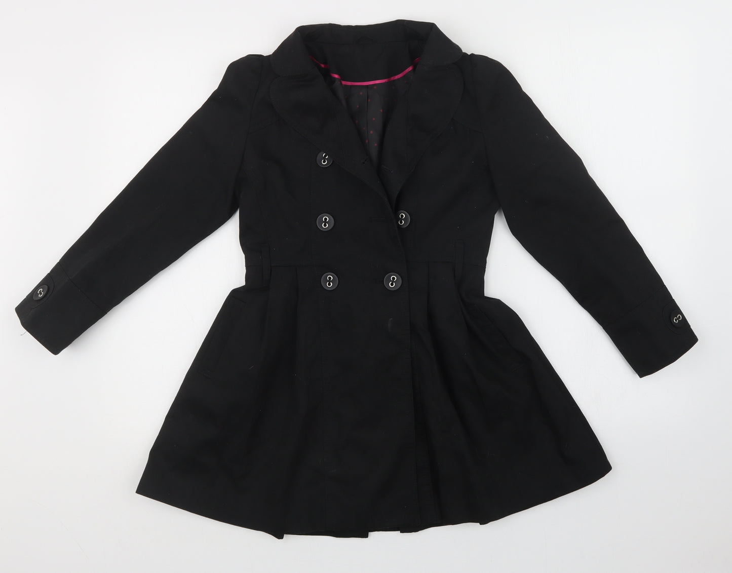 F&F Girls Black   Overcoat Coat Size 9-10 Years