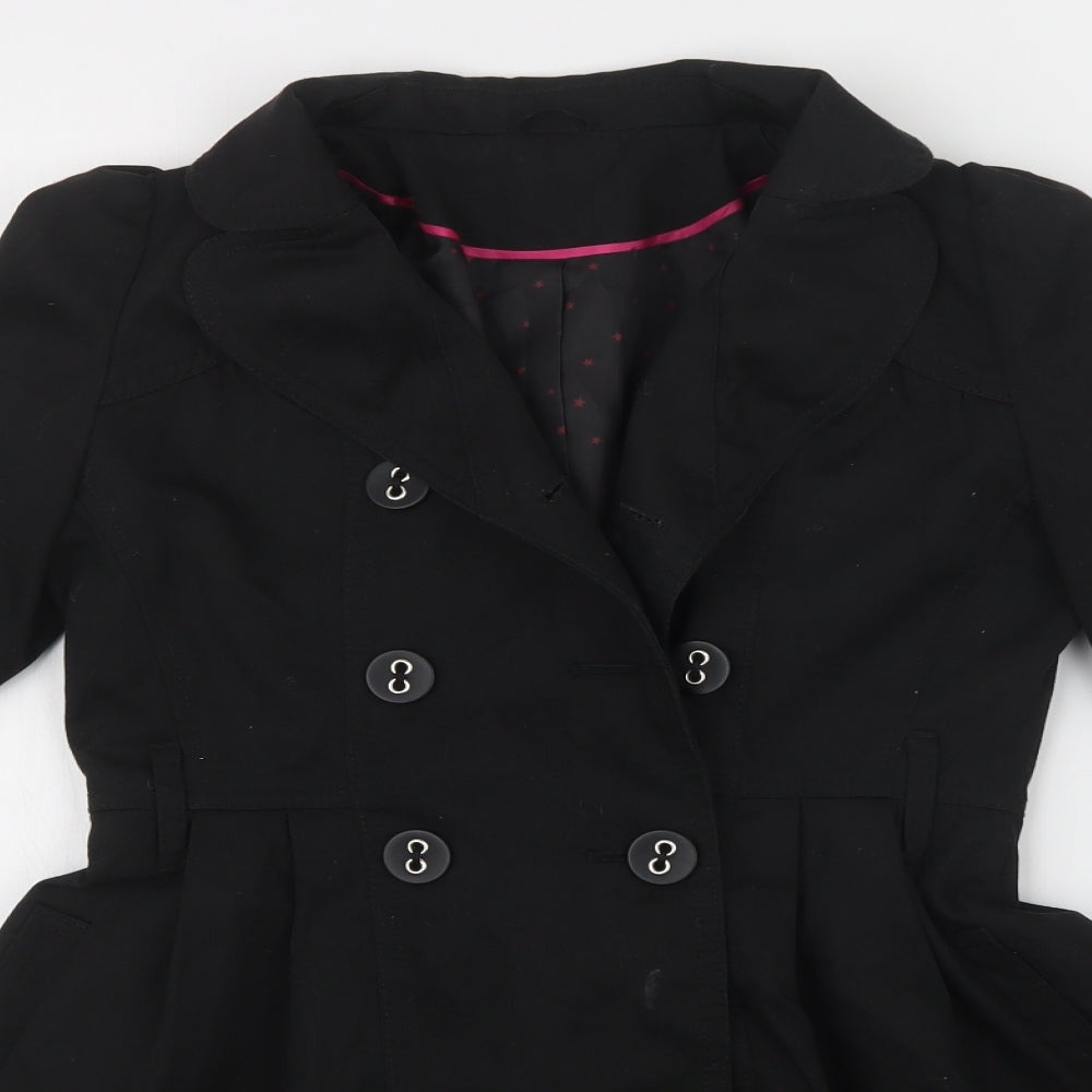 F&F Girls Black   Overcoat Coat Size 9-10 Years