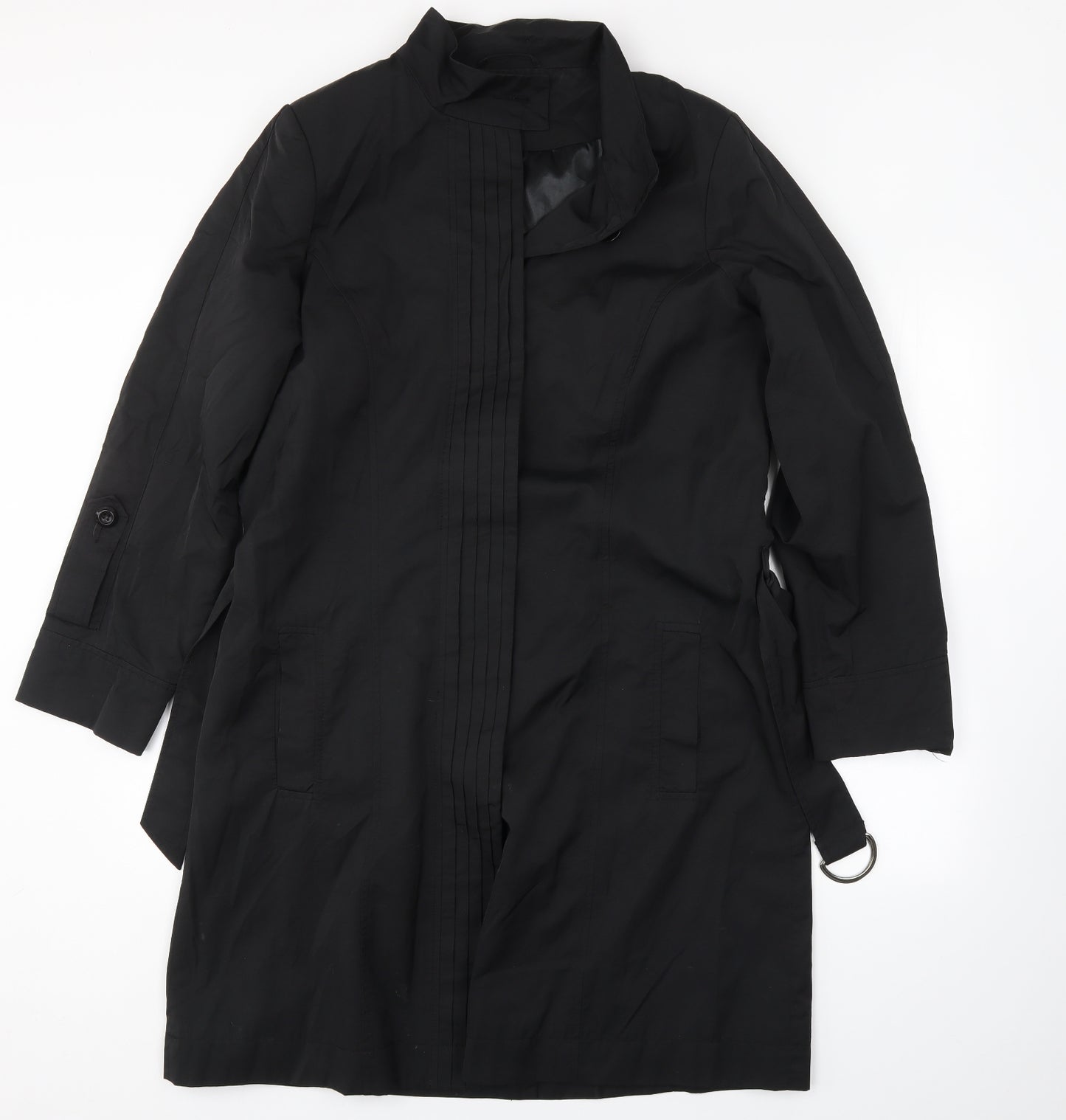 Evans Womens Black   Trench Coat Coat Size 16