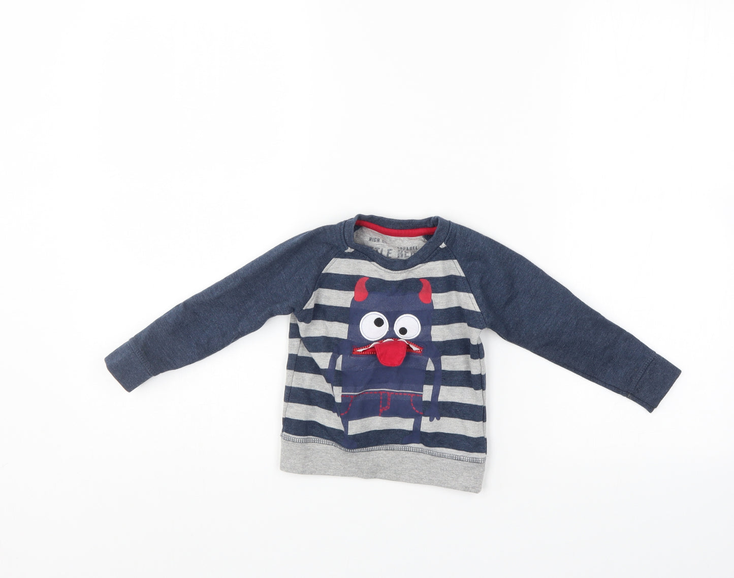 Little Rebel Boys Blue Striped  Pullover Jumper Size 9-12 Months