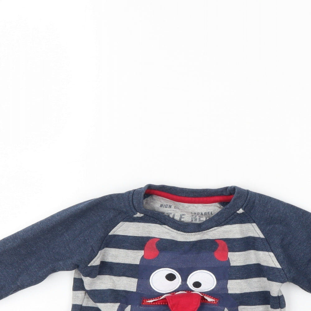 Little Rebel Boys Blue Striped  Pullover Jumper Size 9-12 Months