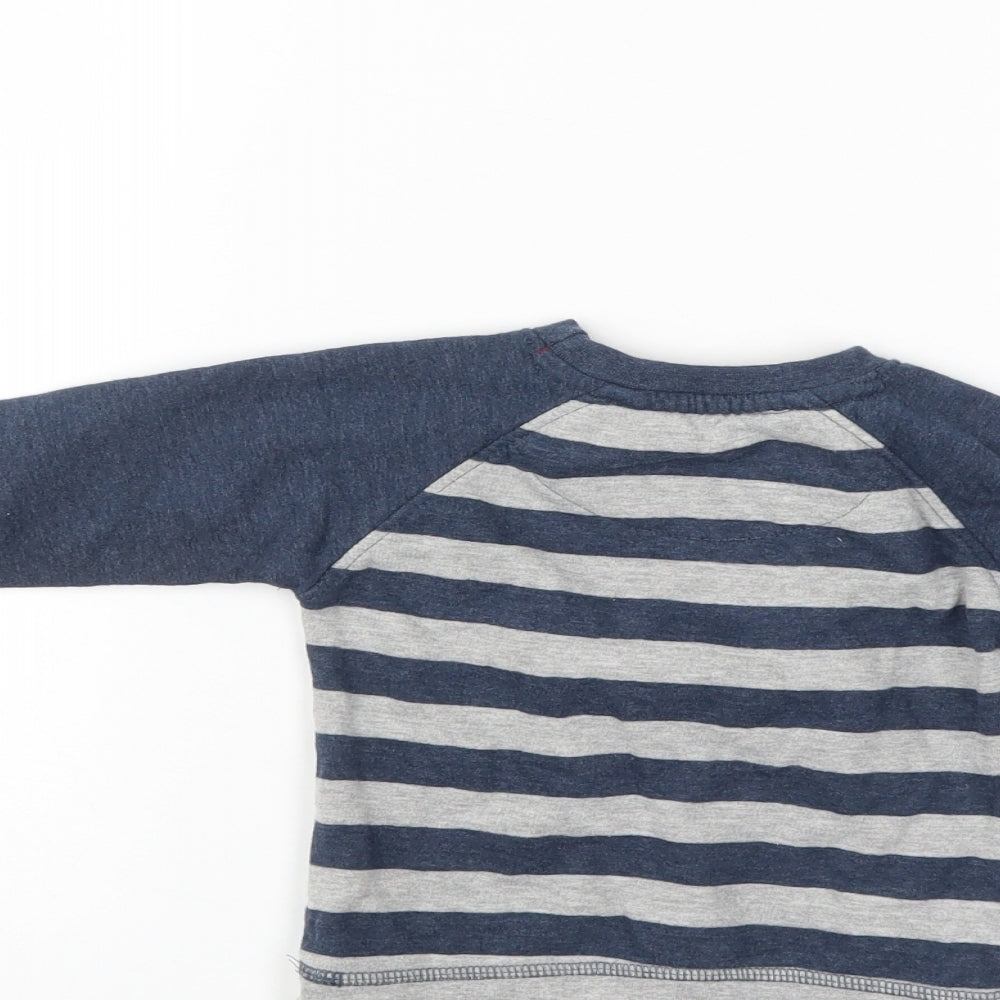 Little Rebel Boys Blue Striped  Pullover Jumper Size 9-12 Months