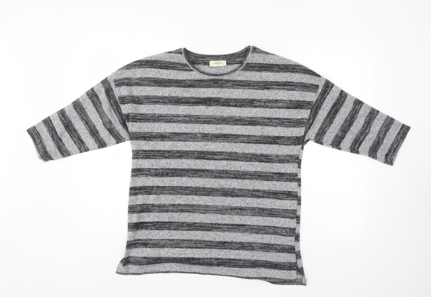 Papaya Womens Grey Striped  Pullover Jumper Size M