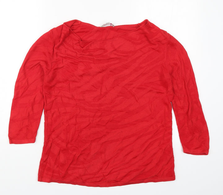 Per Una Womens Red Animal Print Knit Pullover Jumper Size 10