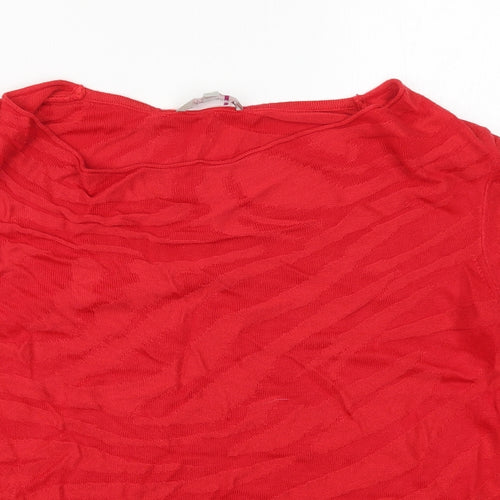 Per Una Womens Red Animal Print Knit Pullover Jumper Size 10