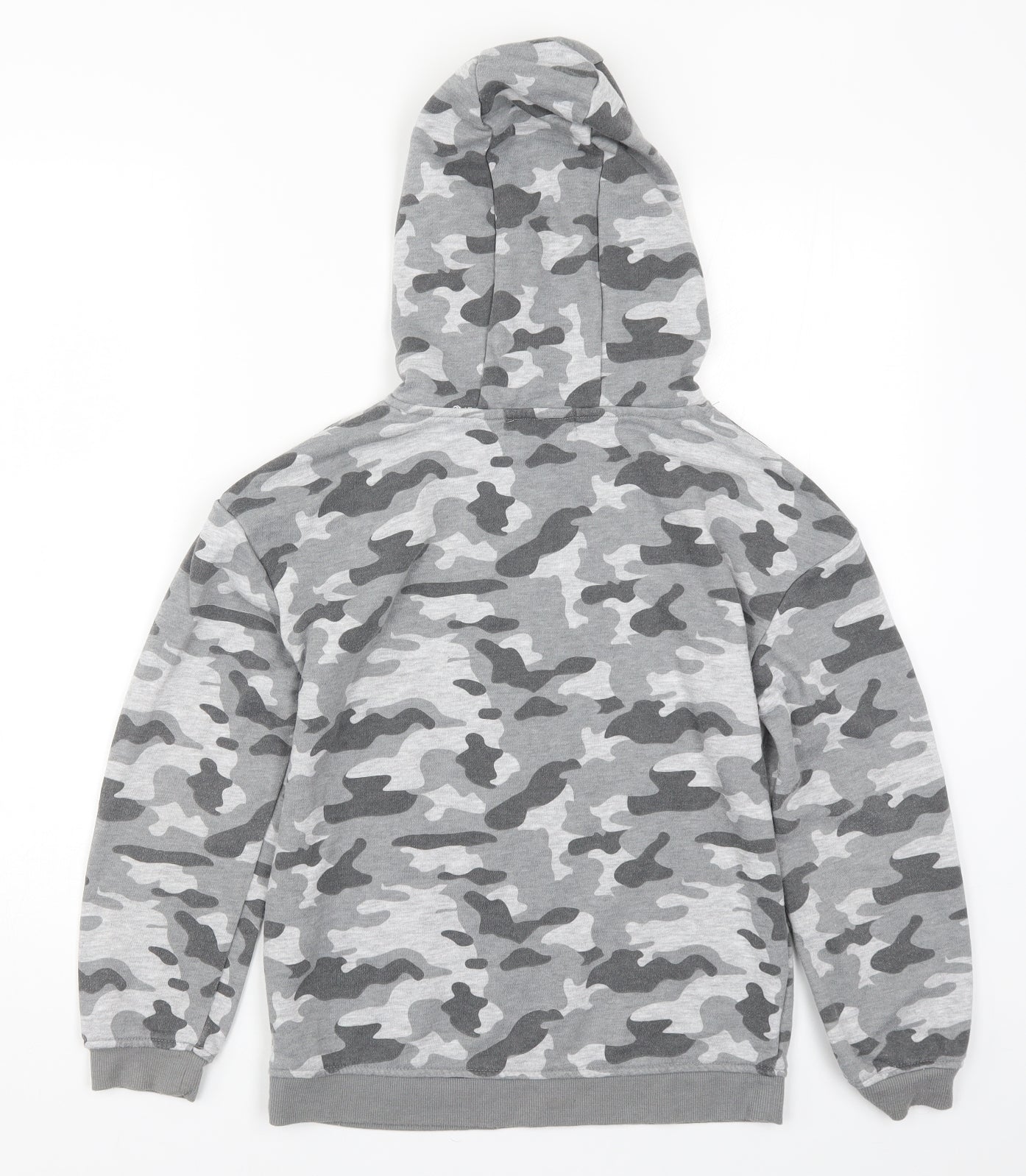 Primark Girls Grey Camouflage  Pullover Hoodie Size 11-12 Years  - Not my Problem Don't Care
