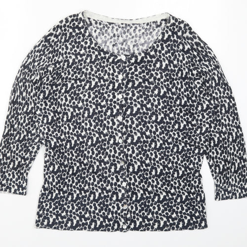 Preworn Womens Black Geometric Knit Cardigan Jumper Size L  - Spotted Pattern