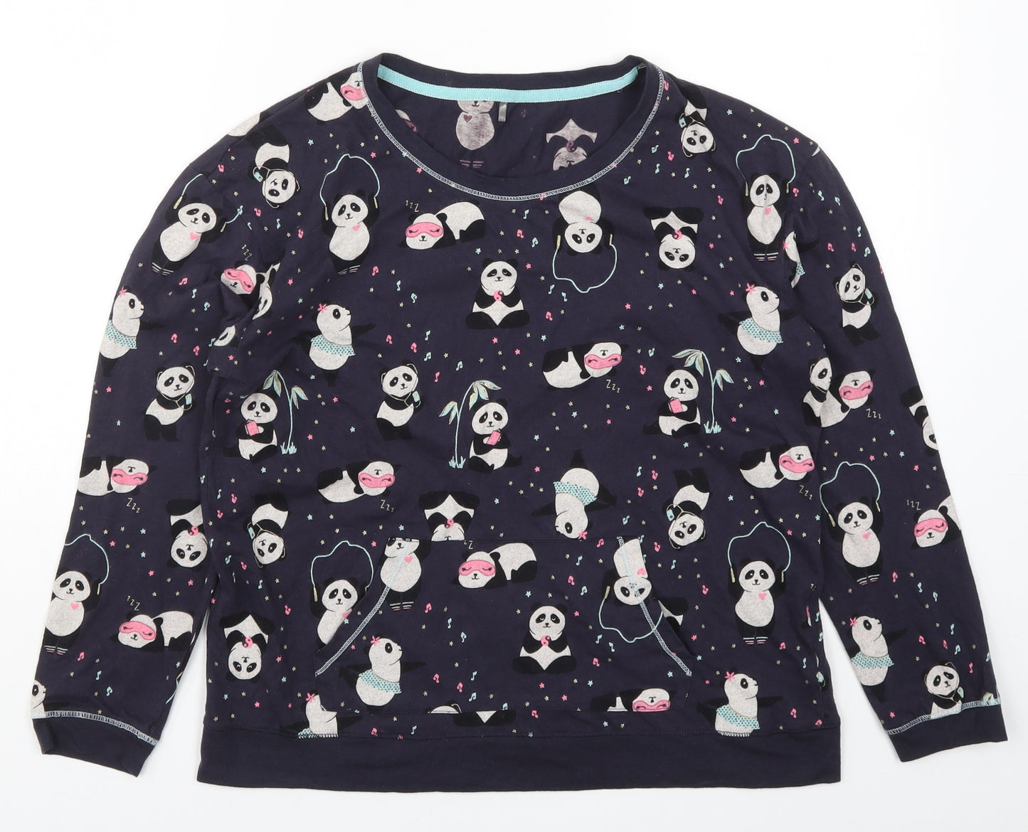 George Womens Blue Solid  Top Pyjama Top Size 8  - Pandas