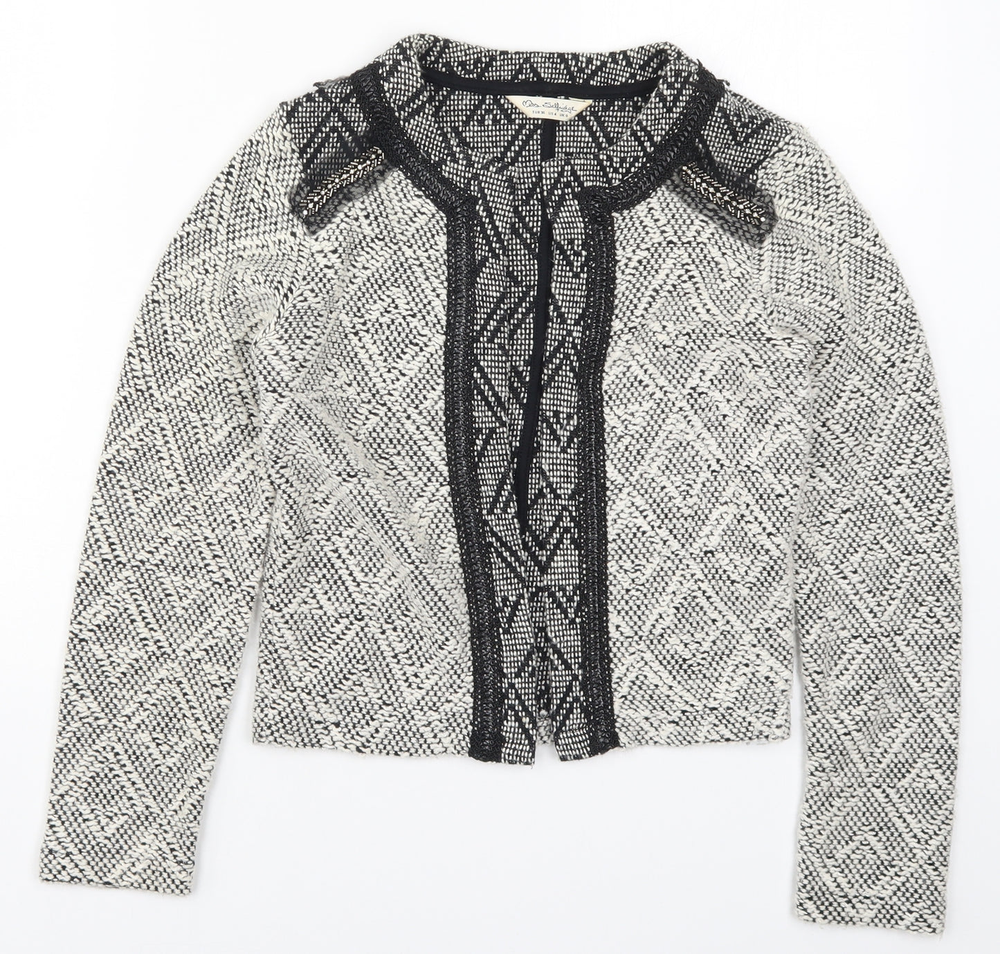 Miss Selfridge Womens Grey Argyle/Diamond  Jacket  Size 8