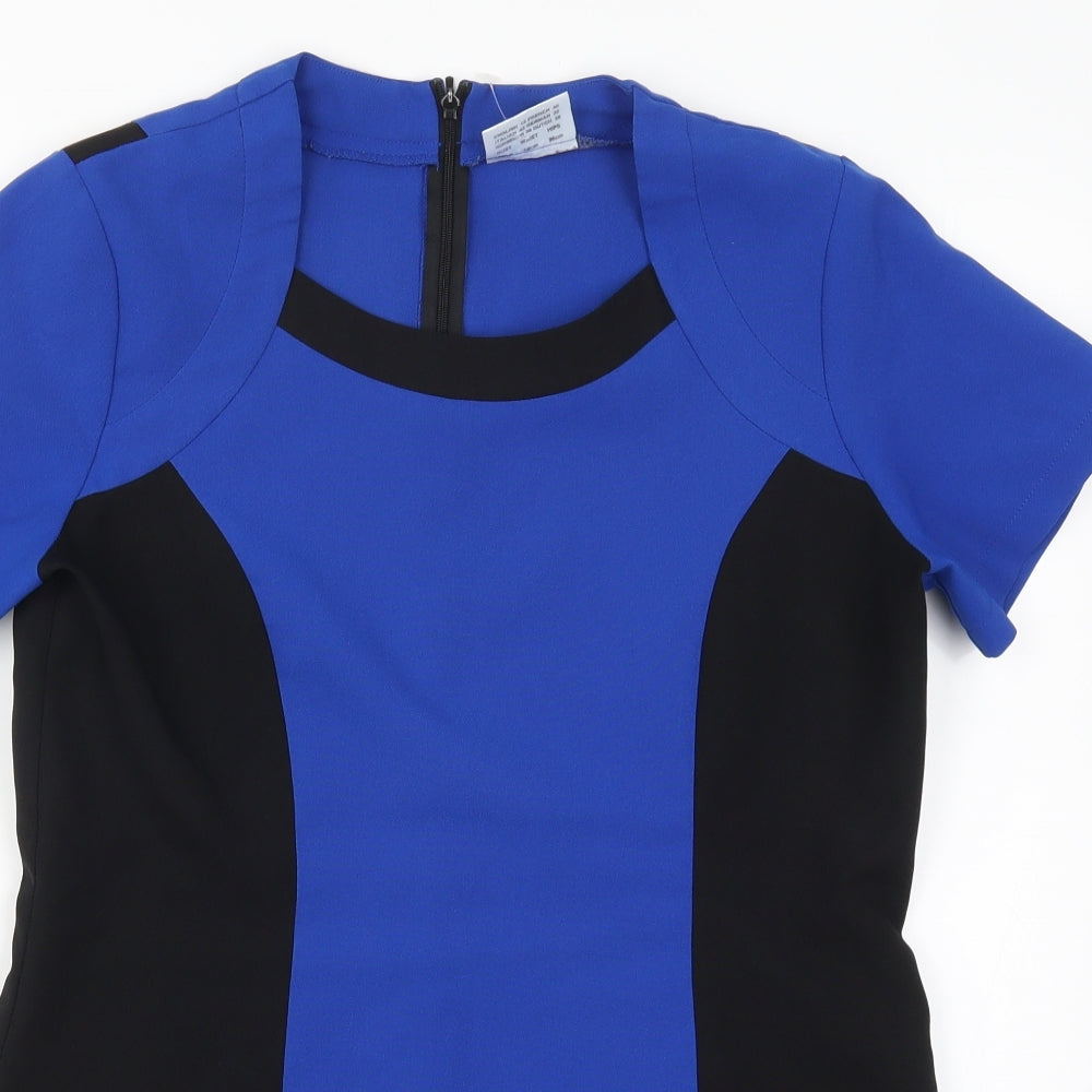 Simon Jersey Womens Blue Colourblock  Basic T-Shirt Size 12