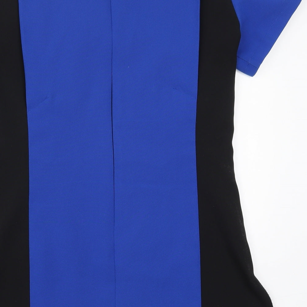 Simon Jersey Womens Blue Colourblock  Basic T-Shirt Size 12