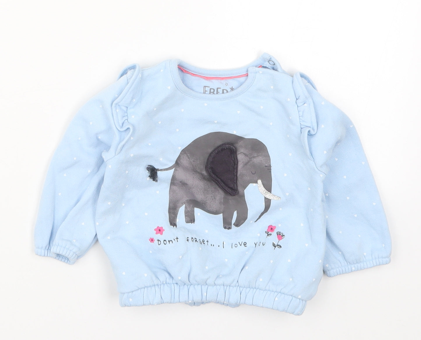 Fred & Flo Girls Black Polka Dot  Basic T-Shirt Size 3-6 Months  - Elephant Don't Forget I Love You