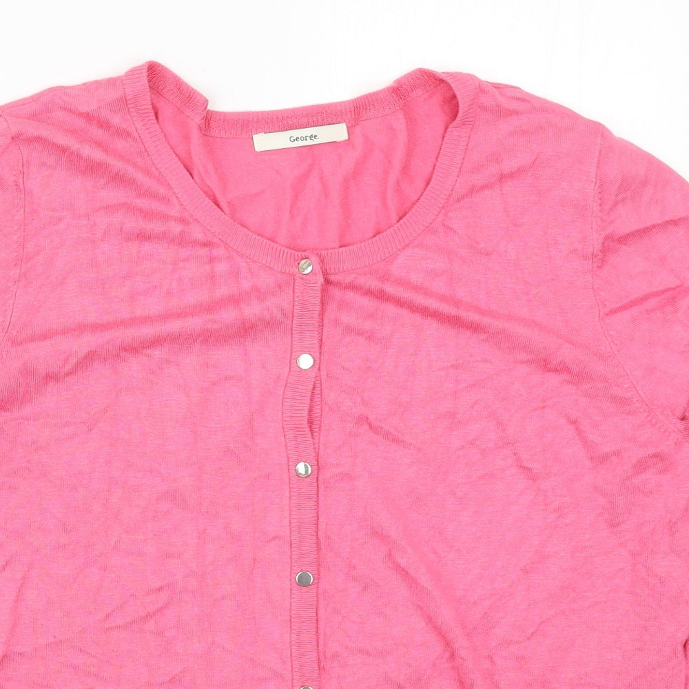 George Womens Pink  Knit Cardigan Jumper Size 16