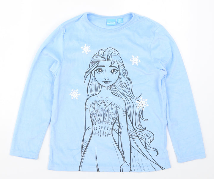 Primark Girls Blue Solid Top Pyjama Top Size 9-10 Years - Elsa Frozen