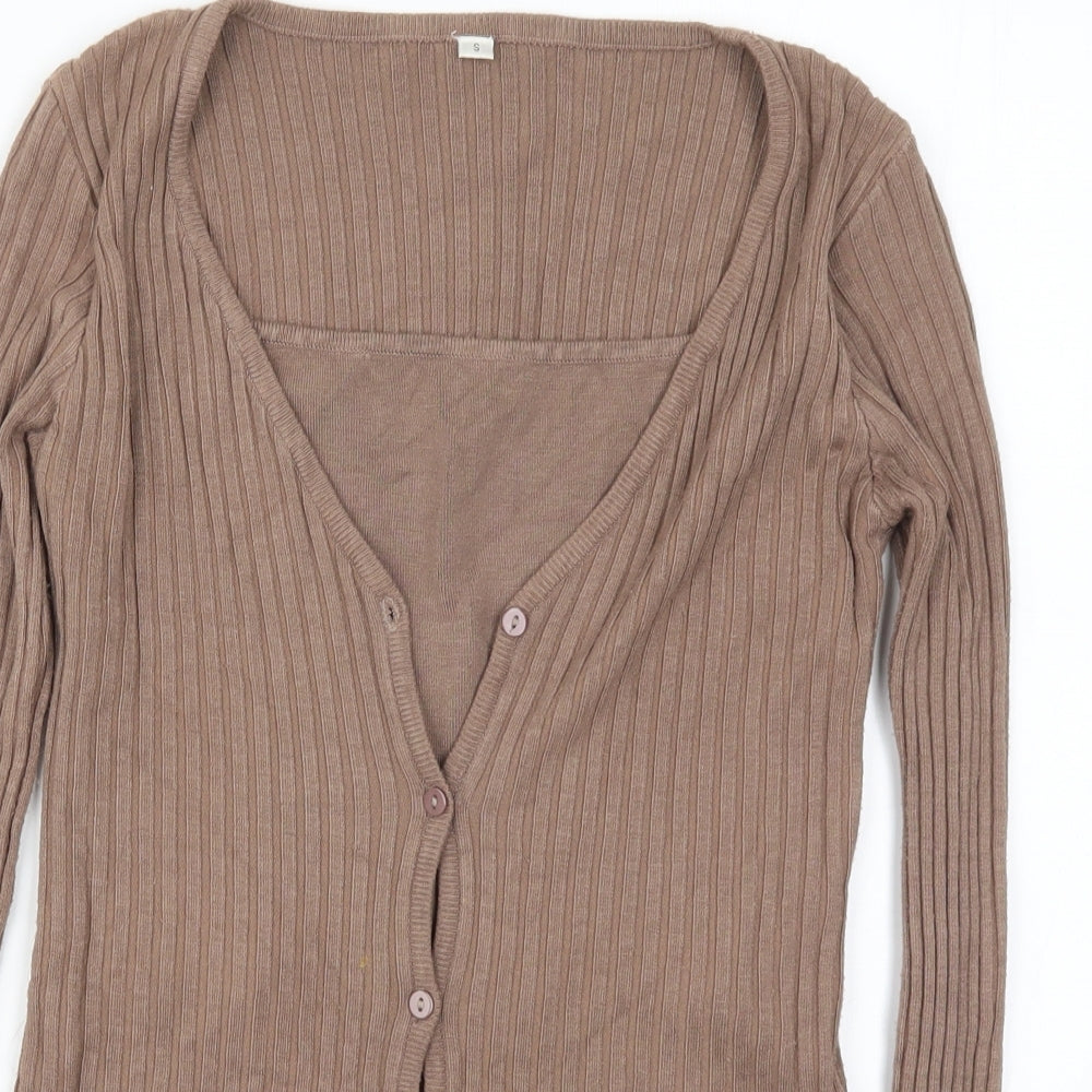 Preworn Womens Brown  Knit Cardigan Jumper Size S  - Cardigan and Top All in One