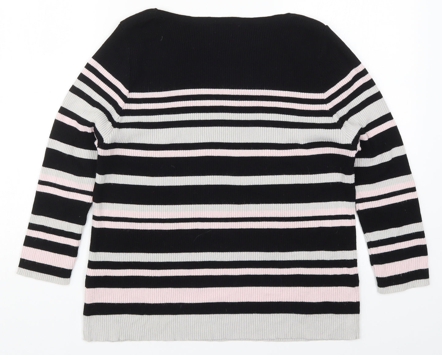 Monsoon Womens Black Striped Knit Pullover Jumper Size 18
