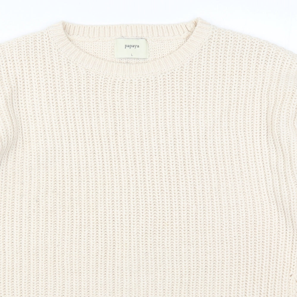 Papaya Womens Beige  Knit Pullover Jumper Size L