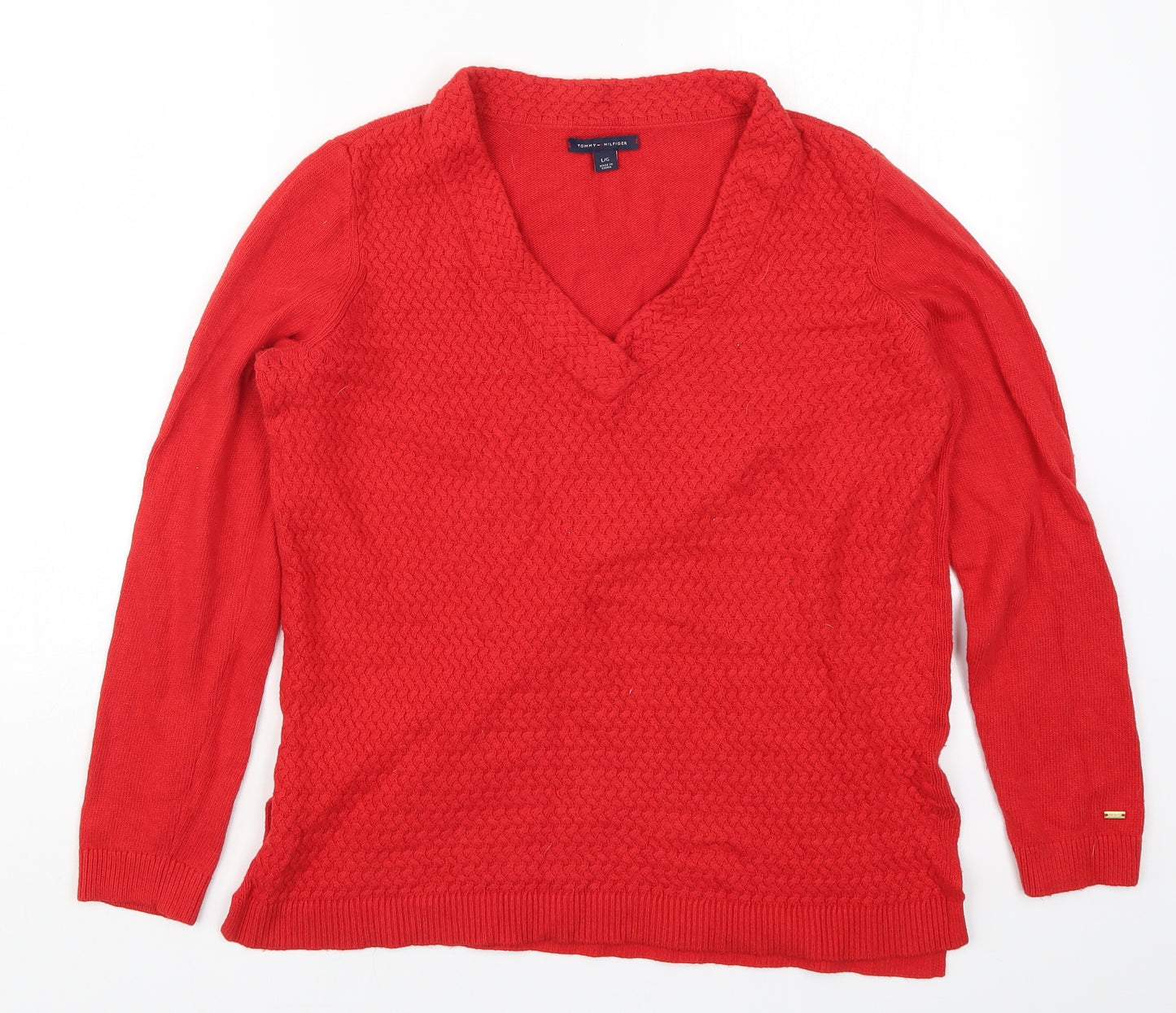 Tommy Hilfiger Womens Red  Knit Pullover Jumper Size L