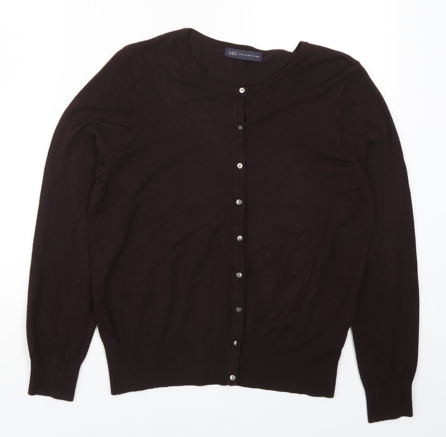 Marks and Spencer Womens Brown  Knit Cardigan Jumper Size 14
