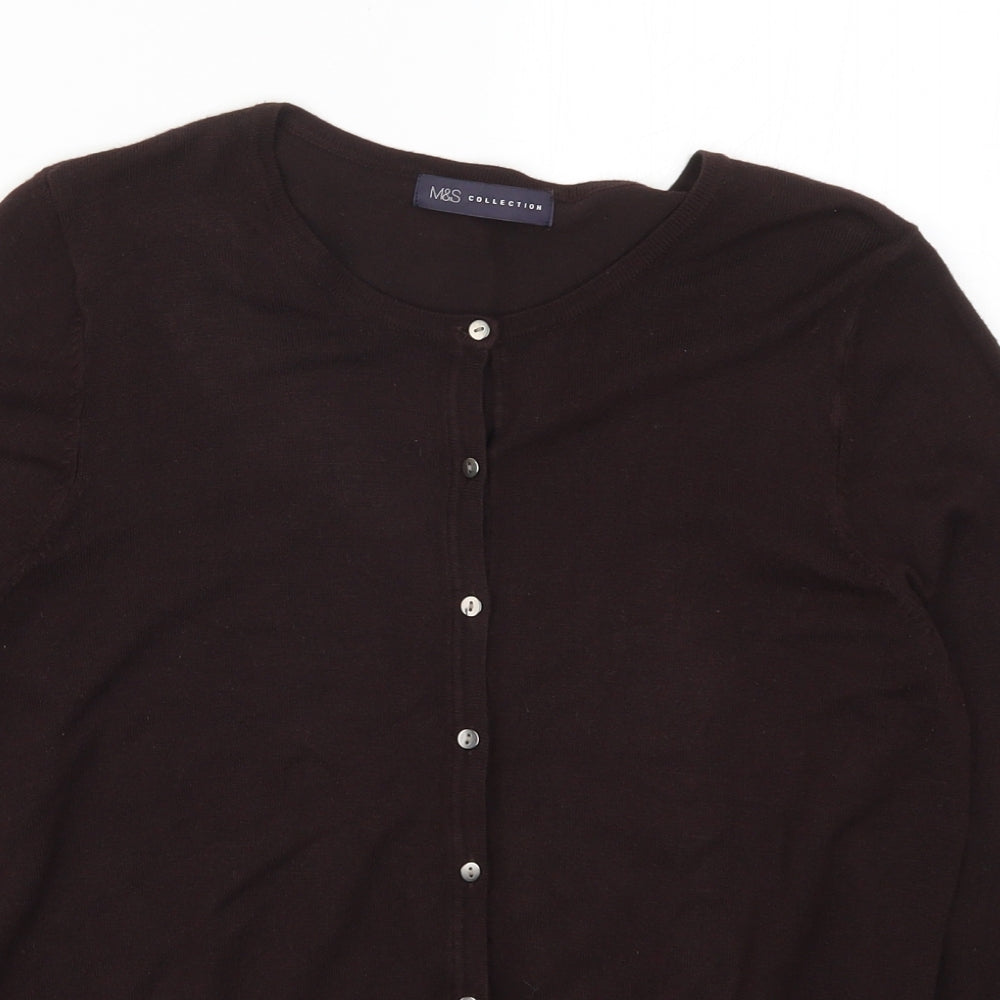 Marks and Spencer Womens Brown  Knit Cardigan Jumper Size 14