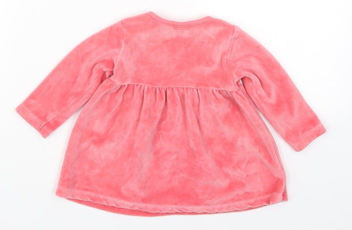 M&Co Girls Pink   Skater Dress  Size 9-12 Months