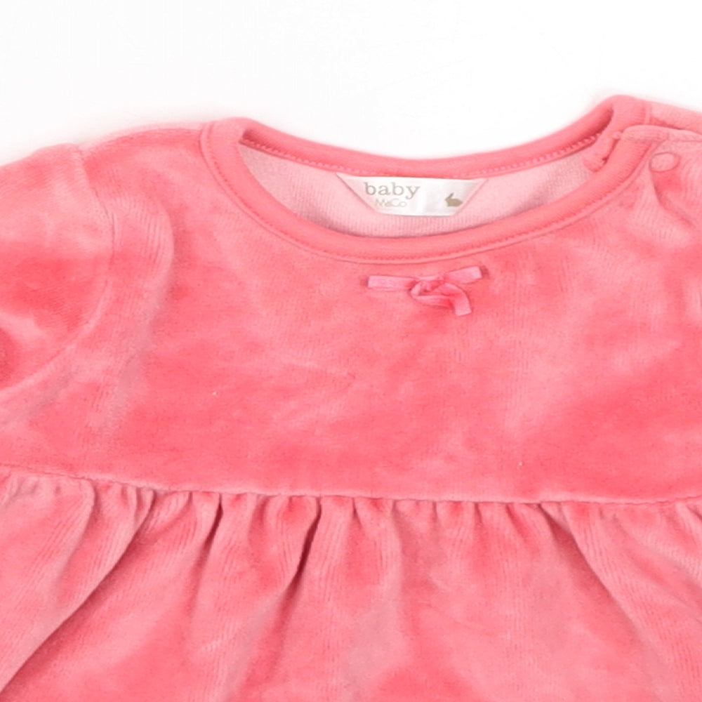 M&Co Girls Pink   Skater Dress  Size 9-12 Months