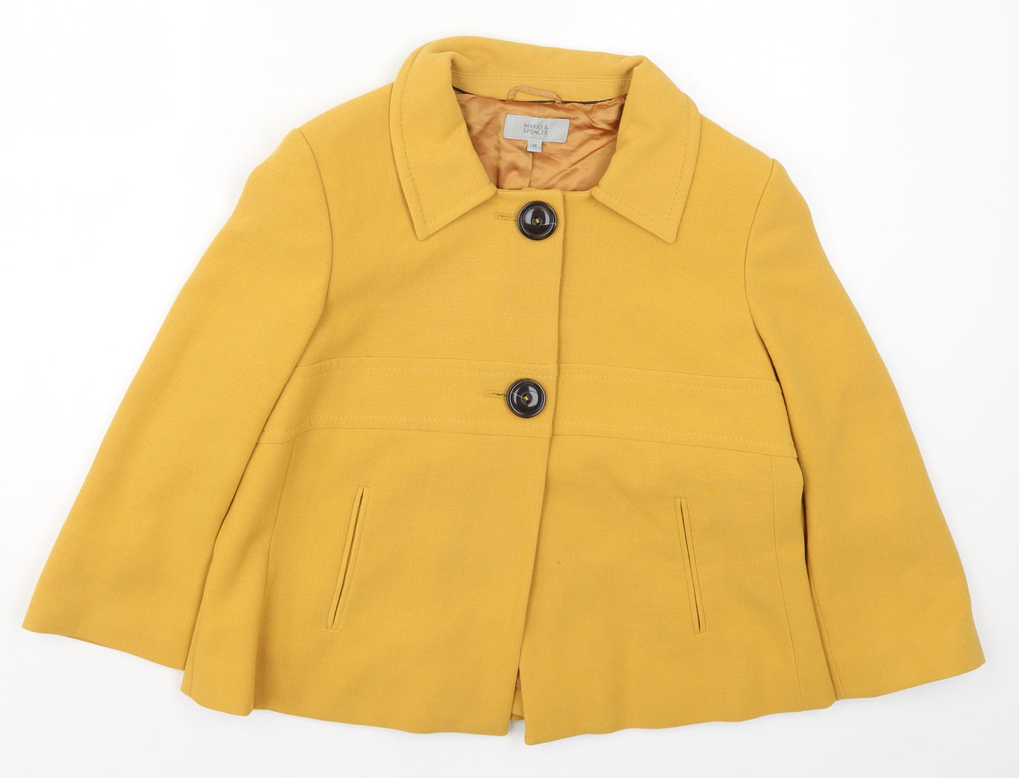 Marks and Spencer Womens Yellow   Pea Coat Coat Size 14