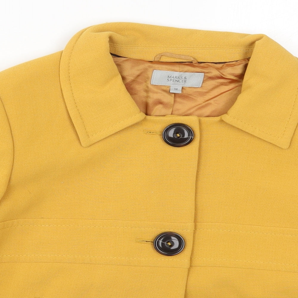 Marks and Spencer Womens Yellow   Pea Coat Coat Size 14