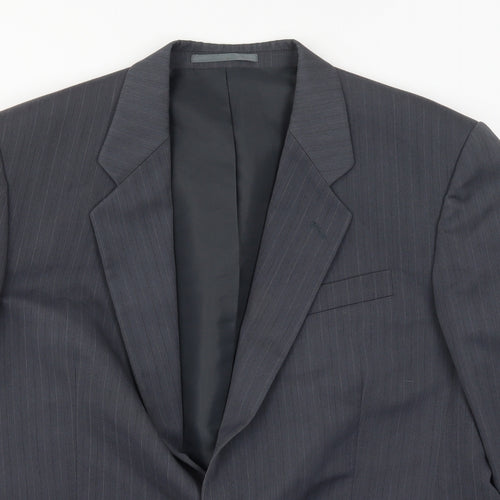 Greenwoods Mens Grey Striped  Jacket Suit Jacket Size 44