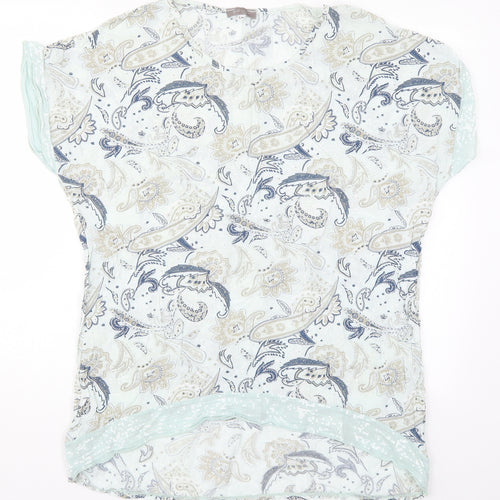 First Avenue Womens Blue Paisley  Basic T-Shirt Size S