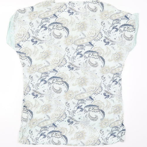 First Avenue Womens Blue Paisley  Basic T-Shirt Size S