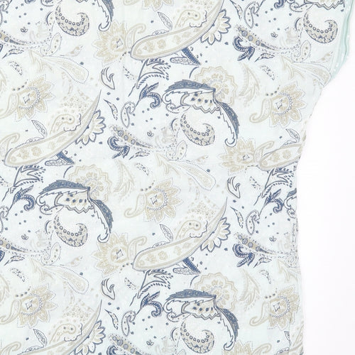 First Avenue Womens Blue Paisley  Basic T-Shirt Size S
