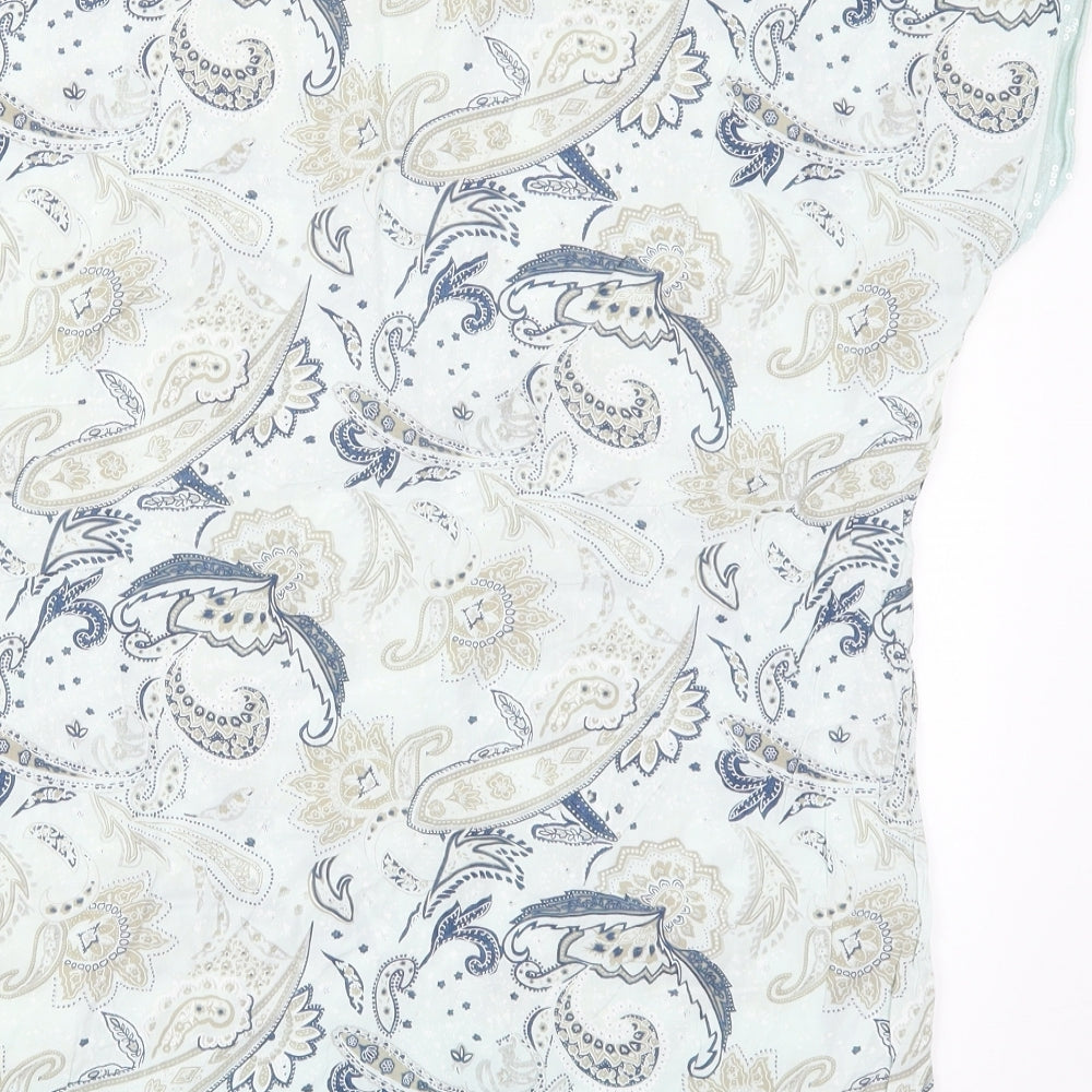 First Avenue Womens Blue Paisley  Basic T-Shirt Size S