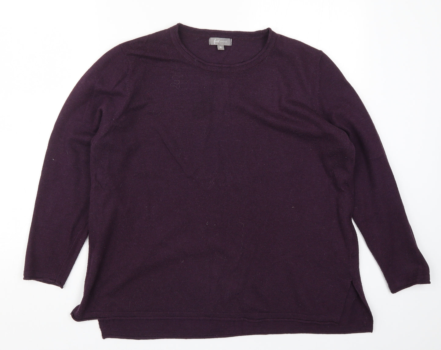 First Avenue Womens Purple  Knit Pullover Jumper Size XL