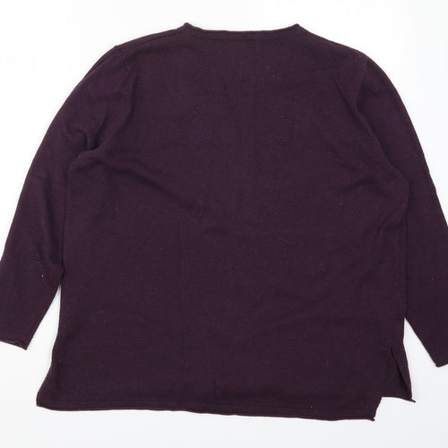 First Avenue Womens Purple  Knit Pullover Jumper Size XL