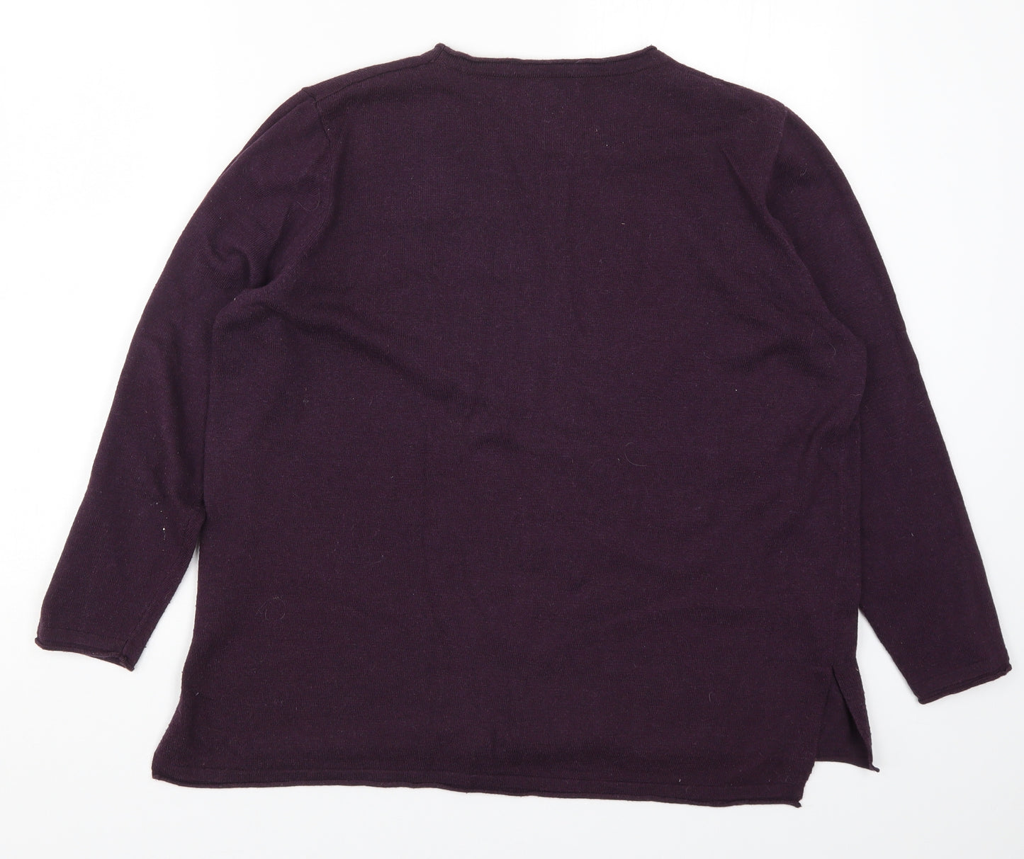 First Avenue Womens Purple  Knit Pullover Jumper Size XL