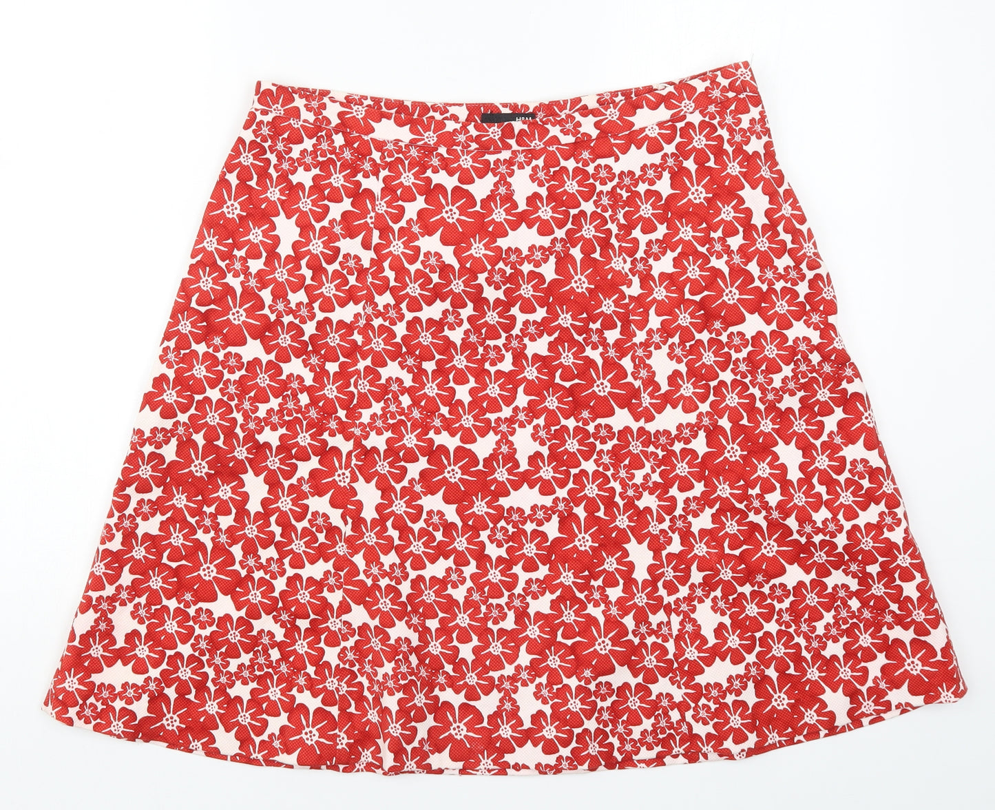 H&M Womens Red Floral  A-Line Skirt Size 12