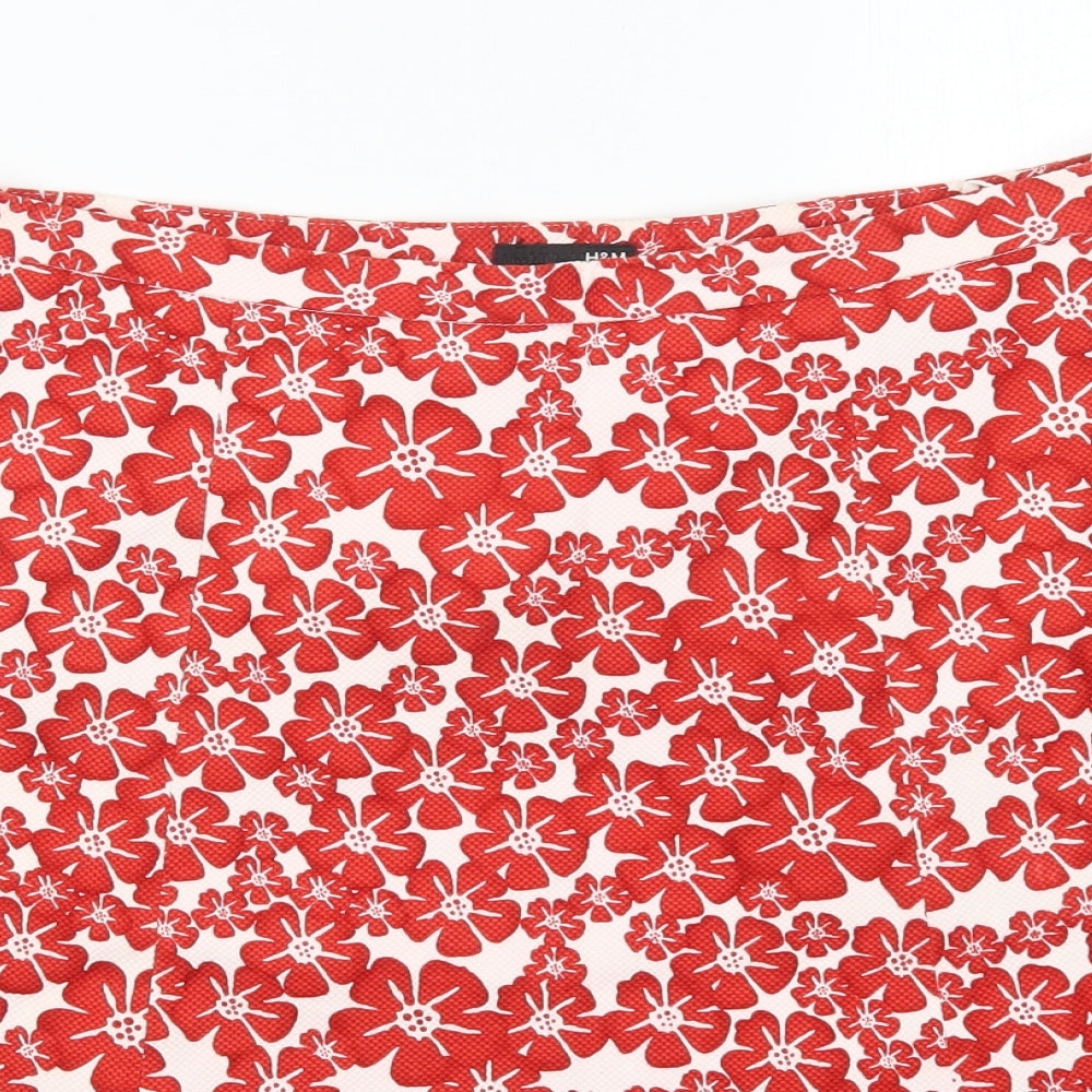 H&M Womens Red Floral  A-Line Skirt Size 12