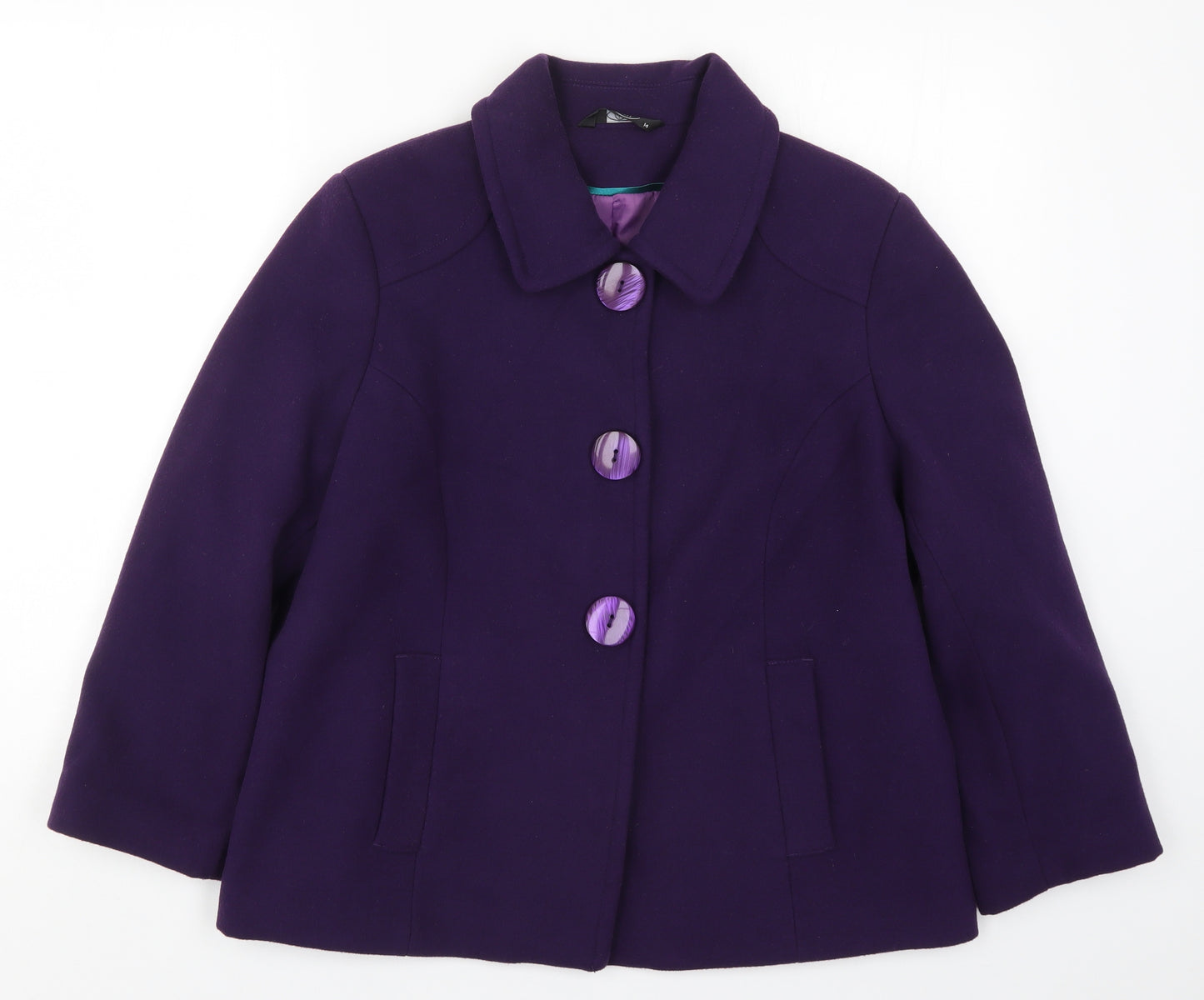 Bonmarché Womens Purple   Pea Coat Coat Size 14