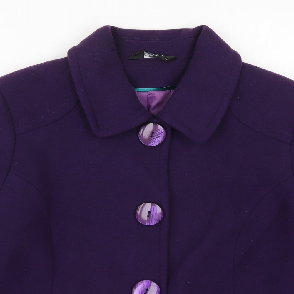 Bonmarché Womens Purple   Pea Coat Coat Size 14