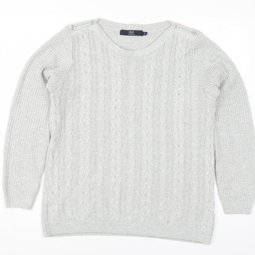 Isle Womens Grey  Knit Pullover Jumper Size 14