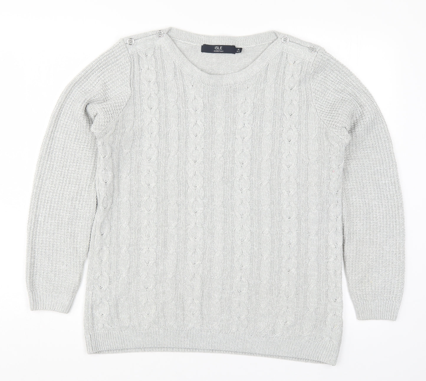 Isle Womens Grey  Knit Pullover Jumper Size 14