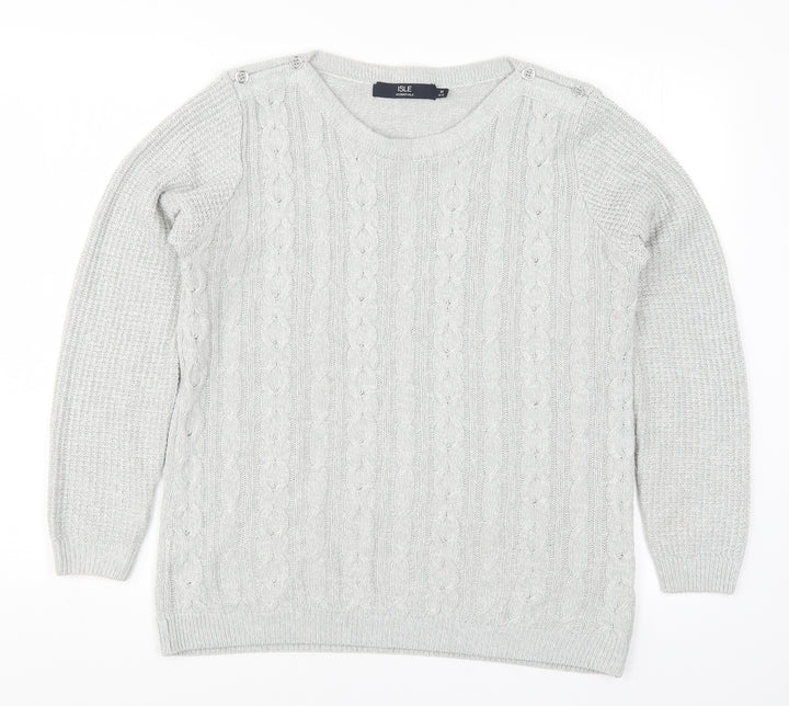 Isle Womens Grey  Knit Pullover Jumper Size 14