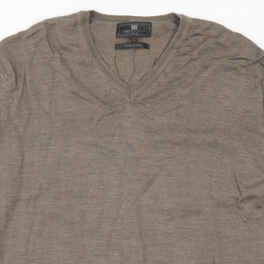 Marks and Spencer Mens Brown  Knit Pullover Jumper Size XL